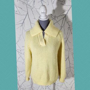 Fully Fashioned by Woolcraft VTG Yellow Orlon Ribbed Knit Sweater
